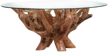Livetastic Couchtisch Unikat Teak Glas Teakholz massiv rund 110x46x110 cm