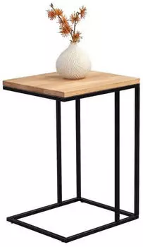 M2 Kollektion Beistelltisch Eiche Schwarz Wildeiche massiv rechteckig C-Form 38x62x43 cm