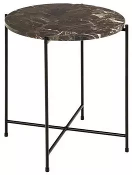 Actona Beistelltisch Braun Dunkelbraun Stein rund X-Form rund 42x45x42 cm