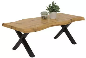 BOXXX Couchtisch Schwarz Wildeiche Holzoptik rechteckig X-Form 60x42x110 cm