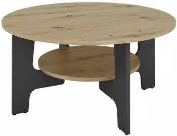 Mid.you Couchtisch Anthrazit Eiche Artisan rund 80x42,5x80 cm