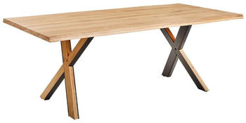 Linea Natura Esstisch Schwarz Wildeiche massiv rechteckig X-Form 100x76x200 cm gastro- und objekttauglich