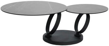 Dieter Knoll Couchtisch Grau Schwarz Metall Glas Keramik rund 80x43x80-133,5 cm