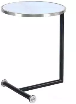 Kayoom Beistelltisch Silber Wei&szlig; Metall Glas rund C-Form 46x62x46 cm