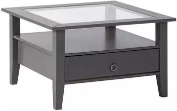 Mid.you Couchtisch Grau Kiefer massiv 1 Schubladen quadratisch 75x45x75 cm
