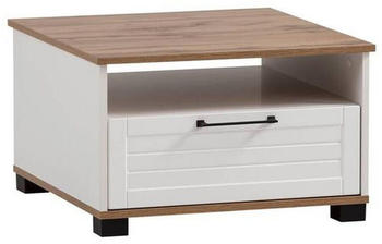 Mid.you Couchtisch Wei&szlig; Eiche Wotan Metall 1 Schubladen quadratisch 60,2x38,2x60,2 cm