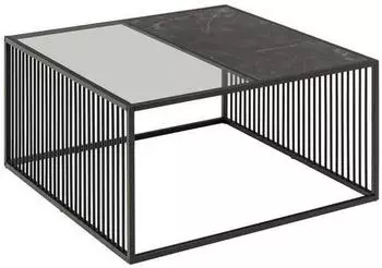 Mid.you Couchtisch Schwarz Glas quadratisch 80x40x80 cm