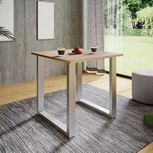 Mid.you Esstisch Sonoma Eiche Silber 50x76x80 cm