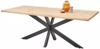 Livetastic Esstisch Schwarz Eiche massiv rechteckig X-Form 100x76x200 cm