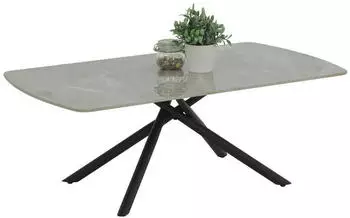 BOXXX Couchtisch Schwarz Grau Stein Metall oval Sternfu&szlig; 68x44x120 cm