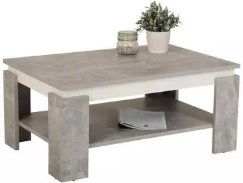 BOXXX Couchtisch Wei&szlig; Grau Betonoptik rechteckig 60,5x41,5x90 cm