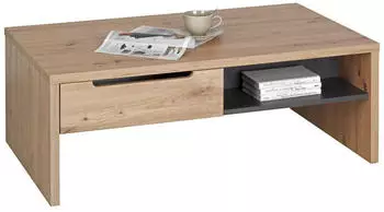 CarryHome Couchtisch Graphit Eiche Artisan 2 Schubladen rechteckig Wange 110x40x65 cm