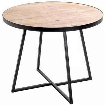 CarryHome Beistelltisch Schwarz Eiche rund X-Form 60x48x60 cm