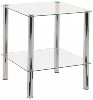 CarryHome Beistelltisch Chrom Metall Glas quadratisch 39x47x39 cm