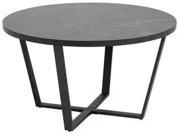 CarryHome Couchtisch Schwarz Marmoroptik rund 77x44x77 cm