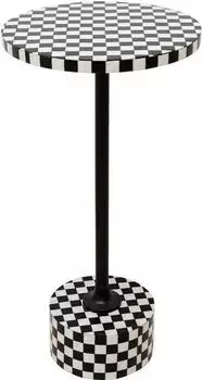 KARE Beistelltisch Schwarz Wei&szlig; Metall Kunststoff Karo rund 25x50x25 cm
