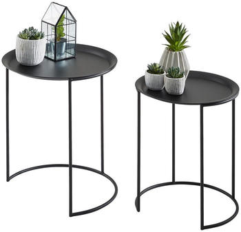 Landscape Satztisch Schwarz Metall 2-teilig rund C-Form 34x40,5x40,5 cm