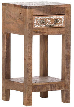 Landscape Beistelltisch Mehrfarbig Natur Akazie Mangoholz massiv 1 Schubladen 30x60x30 cm