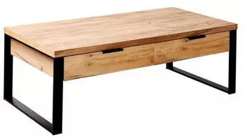 Livetastic Couchtisch Eiche Metall 2 Schubladen rechteckig Kufe 59x40x118 cm