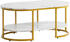 Livetastic Couchtisch Weiß Hochglanz Marmoroptik rechteckig 60x45x100 cm