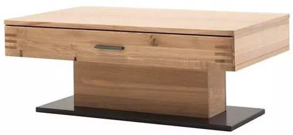 Livetastic Couchtisch Anthrazit Eiche furniert massiv 1 Schubladen rechteckig 70x45x115 cm