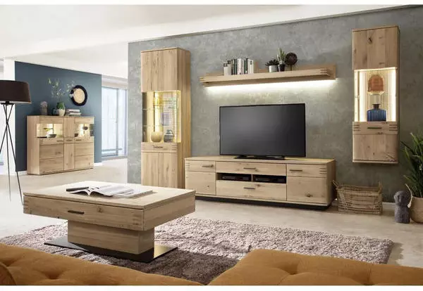 Livetastic Couchtisch Anthrazit Eiche furniert massiv 1 Schubladen rechteckig 70x45x115 cm