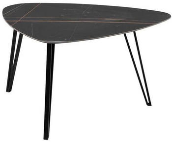 M2 Kollektion Beistelltisch Schwarz Stein Metall Freiform eckig 68x45x83 cm