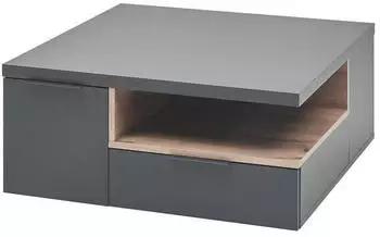 Mid.you Couchtisch Grau Uni 2 Schubladen quadratisch 80x35x80 cm