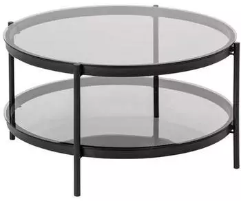 Mid.you Couchtisch Schwarz Metall Glas rund 75x42x75 cm