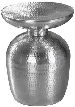 Mid.you Beistelltisch Silber Metall rund Sockel 36,5x46x36,5 cm