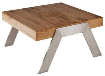 Vierhaus Couchtisch Eiche Edelstahl Altholz vollmassiv rechteckig 65x35x67,5 cm
