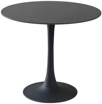 BOXXX Esstisch Schwarz Keramik rund Säule 90x75x90 cm