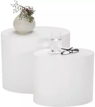 Livetastic Couchtischset Weiß oval 24.5x40x33 cm/33x48x40 cm