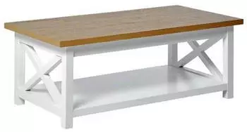 Livetastic Couchtisch Wei&szlig; Eiche rechteckig X-Form 57x42x110 cm