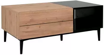 Mid.you Couchtisch Schwarz Eiche 1 Schubladen rechteckig konisch 55x40x100 cm