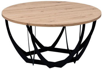 XORA Beistelltisch Mella Schwarz Eiche Artisan rund Gittergestell 80x40x80 cm