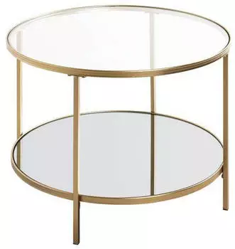 CarryHome Couchtisch Porto Klar Gold Metall Glas rund 60x45x60 cm