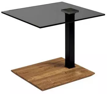 Novel Beistelltisch Schwarz Eiche Glas Wildeiche massiv rechteckig 47x47-65x55 cm