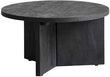 Livetastic Couchtisch Schwarz Mangoholz massiv rund 60x33x60 cm