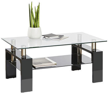 CarryHome Couchtisch Schwarz Hochglanz Metall Glas rechteckig 60x45x100 cm