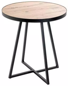CarryHome Beistelltisch Schwarz Eiche rund X-Form 52x48x52 cm