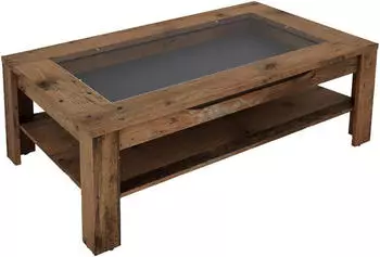 Mid.you Couchtisch Braun Glas 1 Schubladen rechteckig 43x67x110 cm