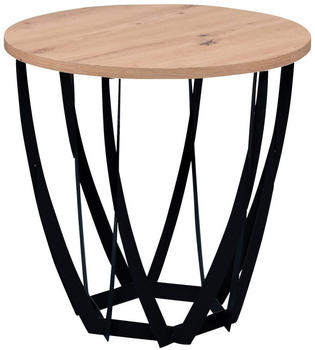 XORA Beistelltisch Mella Schwarz Eiche Artisan rund Gittergestell 50x50x50 cm