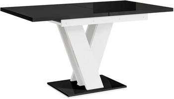 Meblini Esstisch Ausziehtisch 120-160x80x75cm schwarz/wei&szlig; Hochglanz