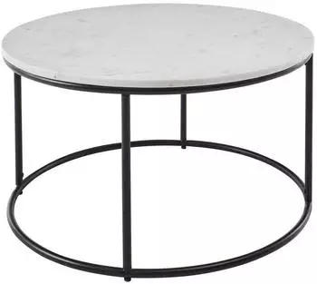 CarryHome Couchtisch Schwarz Weiß Stein rund 80x46x80 cm Couchtische Marmor