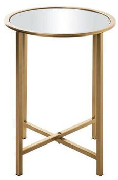 CarryHome Couchtisch Lagos Gold Metall Glas rund X-Form 39x53x39 cm