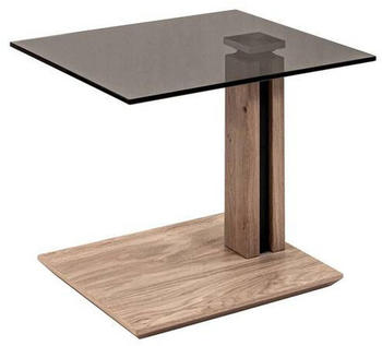 venda Beistelltisch Grau Wildeiche Metall Glas furniert rechteckig 47x47-65x55 cm