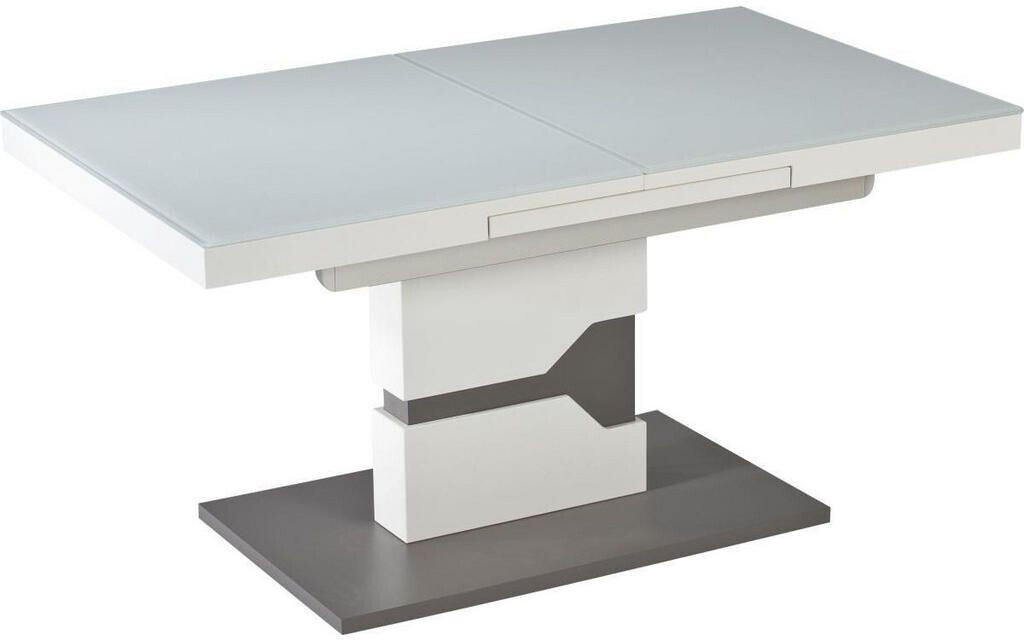 venda Couchtisch Grau Weiß Metall Glas rechteckig 65x57-76x110-150 cm Beistelltisch ab 1.340,00€