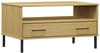 vidaXL Couchtisch OSLO mit Metallbeinen Braun 85x50x45 cm Massivholz