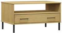 Couchtisch Oslo Mit Metallbeinen Braun 85x50x45 Cm Massivholz Vidaxl